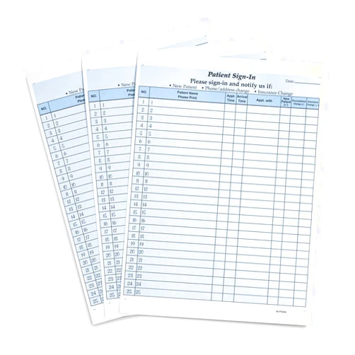 Blue Summit Supplies 125 Patient Sign in Sheets, HIPAA Compliant, Peel Off Adhesive Labels Carbonless 3 Part Forms with, for Privacy in Doctor, Medical, Dental Office, Blue, 125 Pack