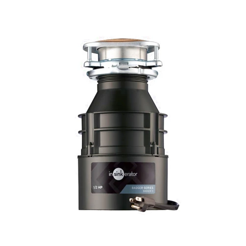 InSinkErator Badger 5 Garbage Disposal with Power Cord, Standard Series 1/2 HP Continuous Feed Food Waste Disposer, Badger 5 W/C, No Size, Black/Gray