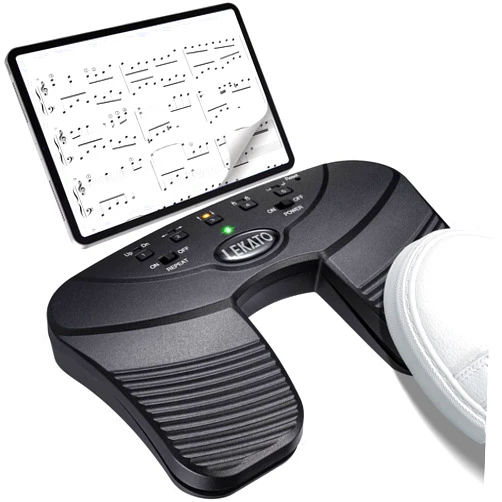 LEKATO Wireless Page Turner, Bluetooth Page Turner Pedal for Ipad Rechargeable Page Turner Pedal Silent Music Page Turner Foot Pedal Wireless Page Turner Pedal for Ipad Tablets Phones App Controller