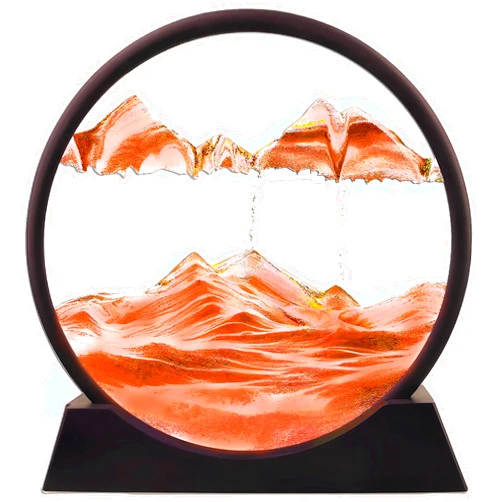 Twohua Moving Sand Art Liquid Motion 3D Hourglass Deep Sea Sandscape Moving Sand Picture Quicksand Flow Sand Painting Desk Decorations Work Relaxing Decor Office Desktop Toys (7 inches, red)
