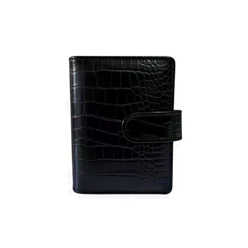 Eleger A7 Crocodile Budget Binder Cover - Mini Binder Wallet for Cash Saving, 6-Ring Planner Cover with Hidden Snap Buckle, Black