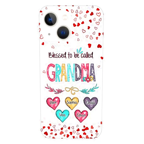 IZI POD Blessed to be Called Nana, Mommy, Auntie Heart Kids Personalized Phone Case, Cute Women Gift for Birthday, Christmas, Phone Case for iPhone, Phone Case for Samsung/Gift-888