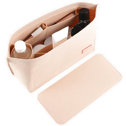 Doxo Purse Organizer Insert Handbag Tote Felt Bag Fit L Neverfull GM & Base Shaper 2pc Set(X-Large,Beige-Combination)