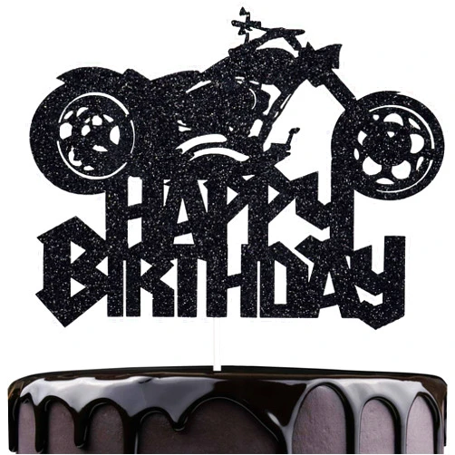 Kaxilu Artczlay Happy Birthday Cake Topper Black Flash Motorcycle Party Decoration Birthday Party Cake Decoration