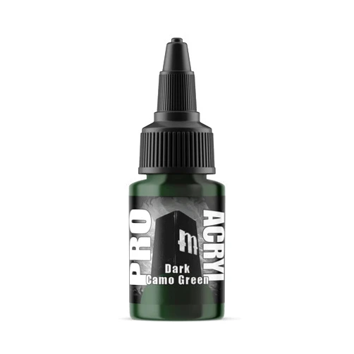 Monument Hobbies 036-Pro Acryl Dark Camo Green Acrylic Model Paints for Plastic Models - Miniature Painting, no-clog cap, comes loaded with glass agitator