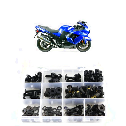 Xitomer Full Sets Fairing Bolts Kits, Fit for NINJA ZX-14R ZZR1400 2006 2007 2008 2009 2010 2011, Mounting Kits Washers/Nuts/Fastenings/Clips/Grommets (Matte Black)