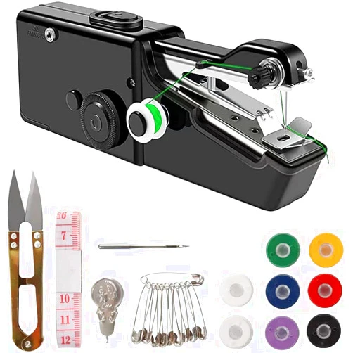 Aiclak Black Handheld Sewing Machine, Mini Portable Electric Sewing Machine for Adult, Easy to Use and Fast Stitch Suitable for Clothes,Fabrics, DIY Home Travel1