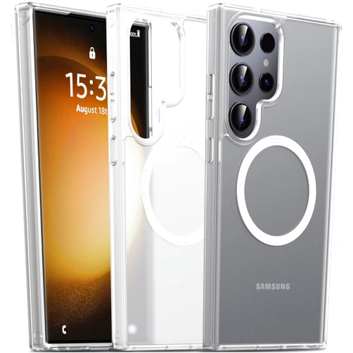 Oterkin Magnetic for Samsung Galaxy S23 Ultra Case Matte, S23 Ultra Phone Case Compatible with MagSafe Frosted Translucent Shockproof Anti-Scratch Slim Fit Case Military Grade Protection (Clear Matte)