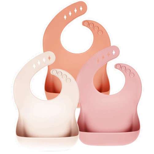 Eascrozn Silicone Bibs for Babies Toddler Girls Set of 3, Soft Adjustable Baby Bibs for Eating, BPA Free, Waterproof Bibs for Baby Feeding Essentials Baby Gifts