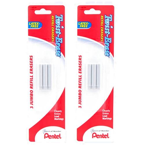 Pentel Refill Eraser for Pentel Twist-Erase Series Pencils, 6 Count