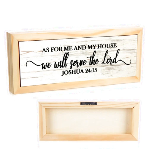 Jetec Farmhouse Bible Verse Scripture Wall Signs, As for Me and My House We Will Serve the Lord Wooden Plaque Decor for Church Home Christian Wall Art Decor (10 x 4 Inch, Joshua)
