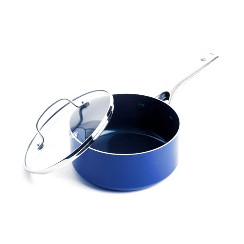 Blue Diamond Cookware 2QT Saucepan Pot with Lid, Diamond Infused Ceramic Nonstick, PFAS and PFOA-Free, Dishwasher Safe, Oven Safe, Durable, Versatile, Easy Clean, Even Heating, Blue