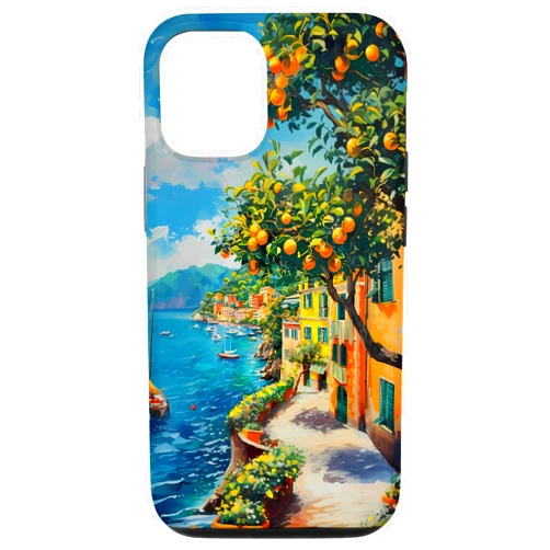Portofino at the Mediterranean Riviera Coast Italian Riviera Coast with Lemons, the Mediterranean Sea Case for iPhone 12/12 Pro