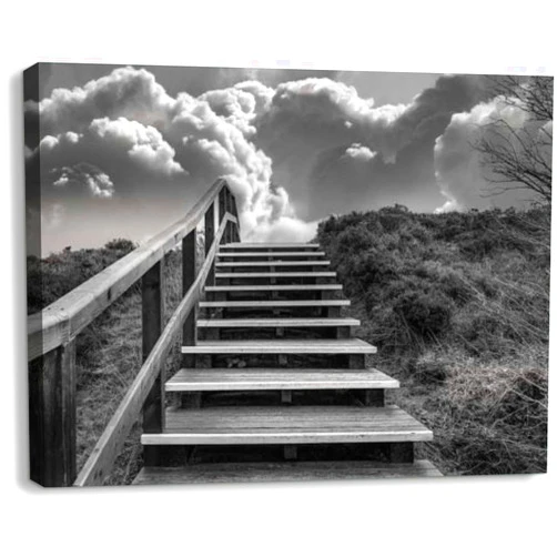 TIGTMULERLY Bathroom Wall Art Decor for Bedroom Living Room Small Canvas Wall Art Framed Stairway to the ens door Prints Artwork Painting Pictures Kitchen Office