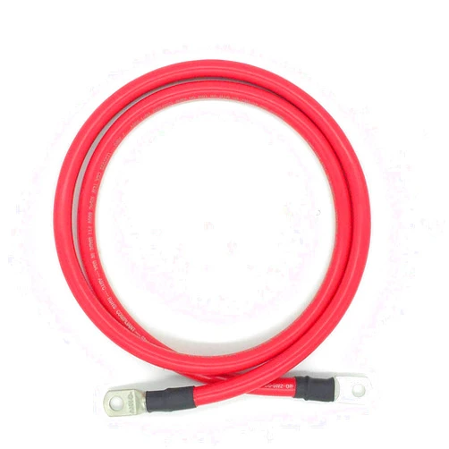 END GAME 2 AWG Gauge Marine Grade Battery Cables, Made in USA, Fully Assembled with Heavy Duty Tinned Lugs, 1ft-15ft Lengths Available (Single Red, 4ft - 3/8” Lugs)