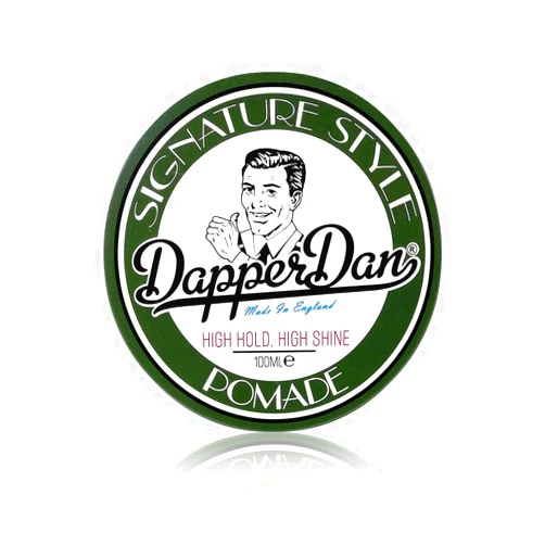 Dapper Dan Signature Pomade, High Shine and Hold for Classic Styles, Water Based for All Hair Types, Bergamot and Leather Fragrance, 100ml