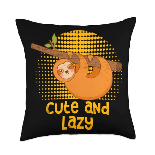 Laziness Funny Joke Animal Lover Sarcastic Humor Cute and Lazy Lover Memes Sloth Themed Trending Throw Pillow, 18x18, Multicolor