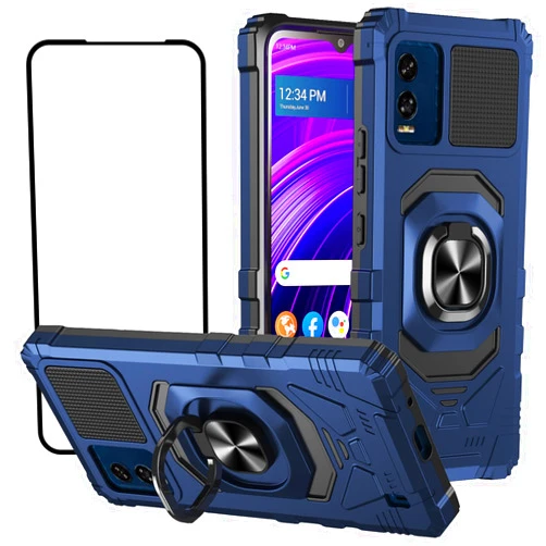 Ailiber Case for BLU View Speed 5G, BLU View Speed B1550VL Phone Case with Screen Protector, Ring Kickstand for Magnetic Car Mount, Heavy Duty, Military Grade Protective Cover for BLU View Speed-Blue