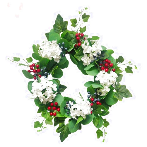 DYPASA Welcome Wreath 42CM Artificial Plant Hydrangea Berry Acacia Bean Wreath DIY Door Knocker Decoration Wedding Home Hotel Party Holiday Decoration Artificial Eucalyptus Wreath