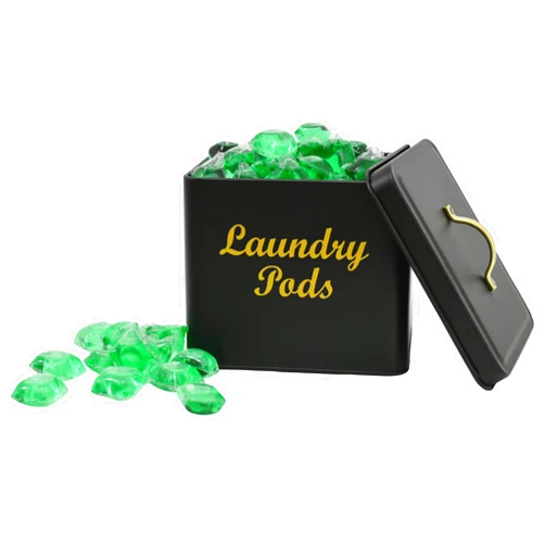 SHUNTU Pods Holder for Laundry Room - Pods Box with Lid for Laundry Room Metal Laundry Pods Holder for Laundry Room Décor and Organization(Black)