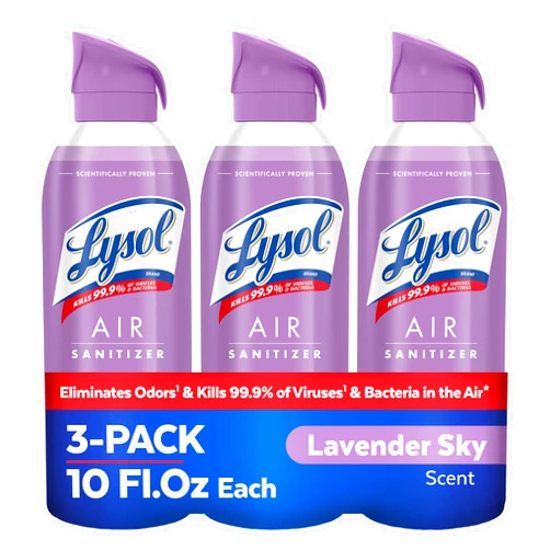 Lysol Air Sanitizer Spray, For Air Sanitization and Odor Elimination, Lavender Sky Scent, 10 Fl. Oz (Pack of 3)