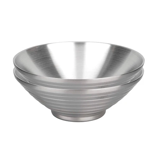 IMEEA Soup Bowls Ramen Bowls SUS304 Stainless Steel Bowl Double Walled Serving Bowl for Udon Soba Pho 9.5-Inch (2-Piece)