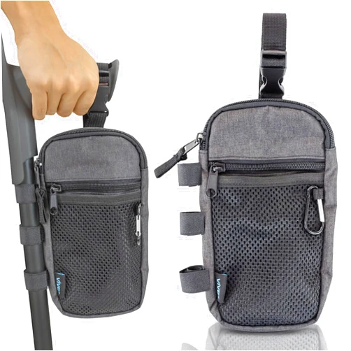 Vive Forearm Crutch Bag - Lightweight & Waterproof Forearm Crutch Accessories Storage Pouch with Triangle Shape - Universal Crutch Accessories Bag with Mesh Pocket to Organize Daily Essentials