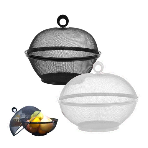 QWXOSR Mesh Wire Fruit Basket with Lid for Vegetables, Restaurant Kitchen Produce Containers Φ10.7