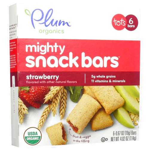 Plum Organics Tots Mighty 6 Bars - Strawberry - 4.02 Oz