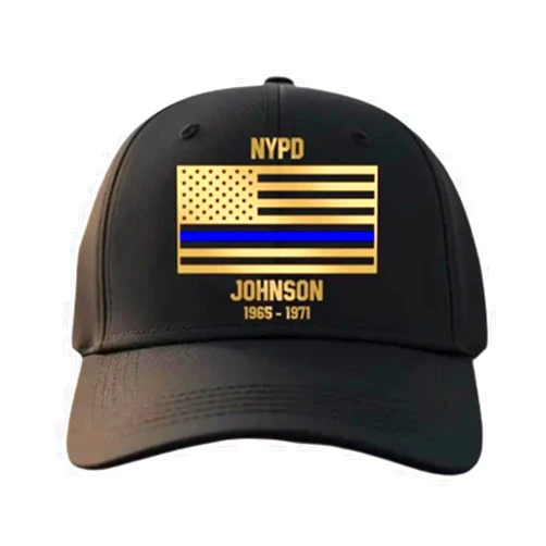 Ozonthu Personalized US Law Enforcement Thin Blue Line Cap Printed, Thin Blue Line USA Flag Dad Hats Adjustable Baseball Cap Gifts for Police Officers Cops Retired