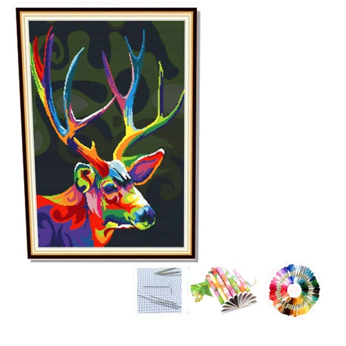Sifity DIY Buck Painting Embroidery Set Include Instruction, Clothes, Needles, Patter 14CT Cross Stitch Kit 15.35