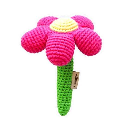 Cheengoo Baby Rattle Magenta Flower