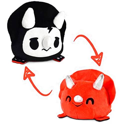 TeeTurtle - The Original Reversible Dinosaur Plushie - Red + Skeleton Triceratops - Cute Sensory Fidget Stuffed Animals That Show Your Mood - Perfect for Halloween!