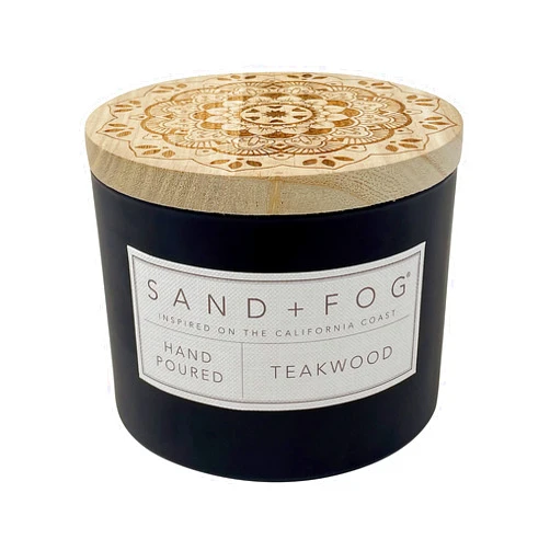 Sand + Fog Scented Candle - Teakwood – Additional Scents and Sizes – 100% Cotton Lead-Free Wick - Luxury Air Freshening Jar Candles - Perfect Home Decor – 12oz
