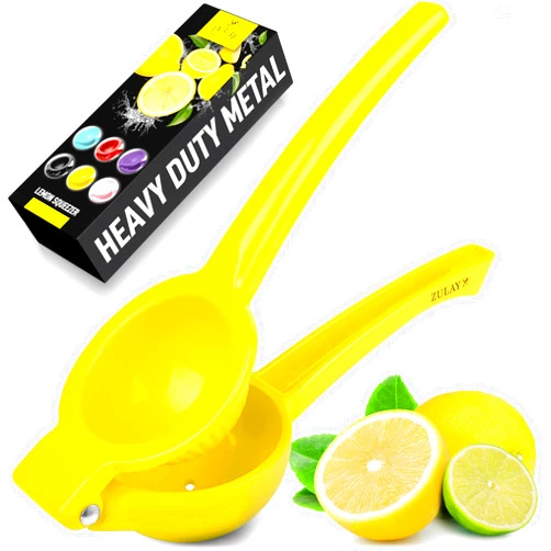 Zulay Kitchen Metal Lemon Squeezer - Handheld Lemon Juicer Squeezer - Easy to Use Citrus Juicer - Manual Press for Extracting the Most Juice Possible - Extracts Every Last Drop