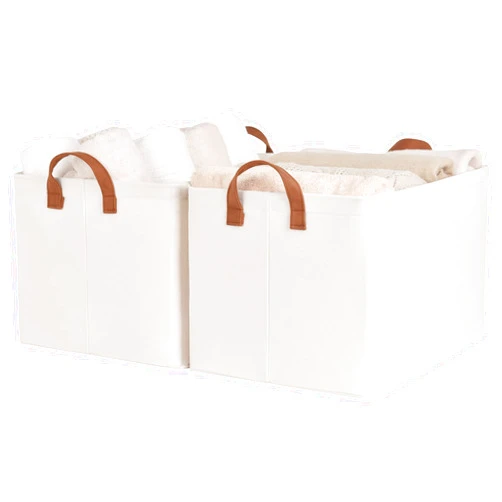 StorageWorks Storage Bins, Fabric Storage Bins for Shelves, Extra Large Storage Baskets with Metal Frame, Closet Baskets and Bins with Handles, Jumbo, Natural Color, 2-Pack