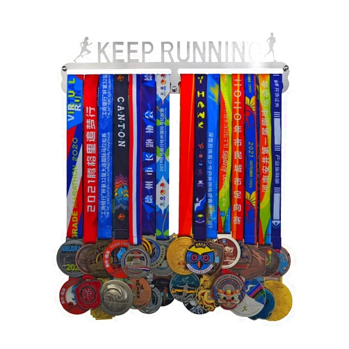 BIANJIE Medal Hanger World Marathon Running Gift, 304 Stainless Steel Medal Hanger, Easy to Install, Can Hang 30 Medals