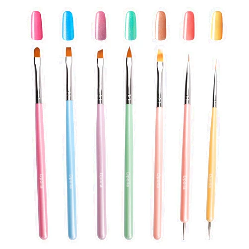 Dpolla Nail Art Brushes Dpolla 7PCS Nail Art Brush Set Gel Polish Nail Art Design Pen Painting Tools with Nail Extension Gel Brush, Builder Nail Gel Brush, Nail Art Liner Brush and Nail Dotting Pen Salon Perfect For Home DIY Manicure