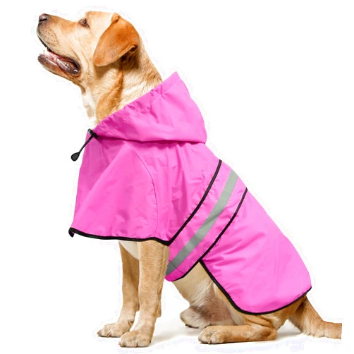 Domagiker Waterproof Dog Raincoats - Hooded Raincoats for Dogs, Adjustable Reflective Dog Rain Coat, Windproof Dog Rain Jacket Pet Rain Slicker Poncho for Small, Medium, Large Dogs (X-Large, Pink)
