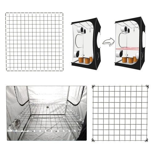 POTLAB® Advanced scrog net 5x5 flexible elastic trellis netting plants support kit with poles Prevent Tent Walls Sucking in for grow tent 5x5