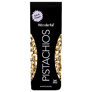 Wonderful Pistachios, Salt and Pepper Flavored, Bag, Salt & Pepper Flavor, 48 Ounce