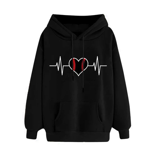 Dademeo Women's Heart Print Hoodies Drawstring Long Sleeve Pullovers Tops Sweatshirts Fashion Loose Fit Comfy Fall Shirts