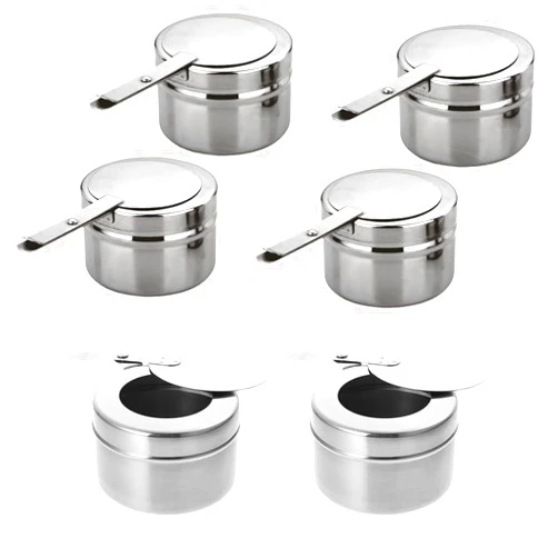 TIANXIALAWU 6PCS Stainless Steel Fuel Holder with Safety Cover, Chafer Wick Fuel Holder, Buffet Warmer Warming Trays Perfect for Buffets and Catering Events,sterno holder,chafing dish fuel holder