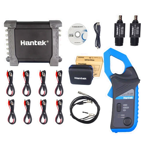 Hantek 1008c Automotive Oscilloscope/DAQ/Programmable Generator,Handheld 8 Channels USB Oscilloscopes,with AC/DC Current Clamp CC650 with Passive Attenuator HT201 (1008C CC650 HT201X2)