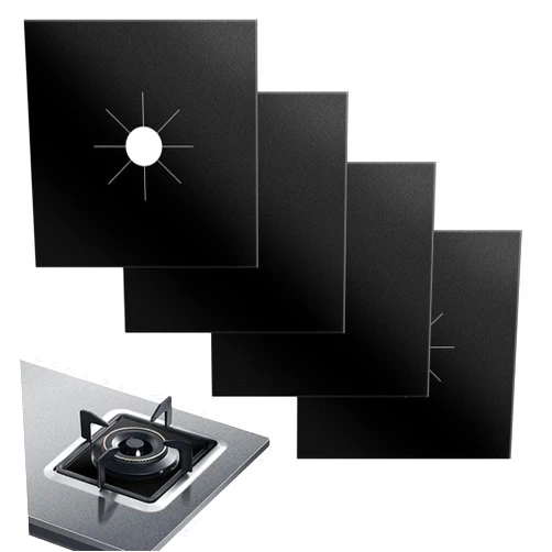 Cleaneat ACPULSE Stove Burner Covers for Gas Stoves (4-Pack) – Non-Stick, Heat-Resistant Gas Range Protectors, PTFE Liners for Kitchen Cleaning, Easy-to-Cut Stove Top Covers, BPA-Free, 10.6