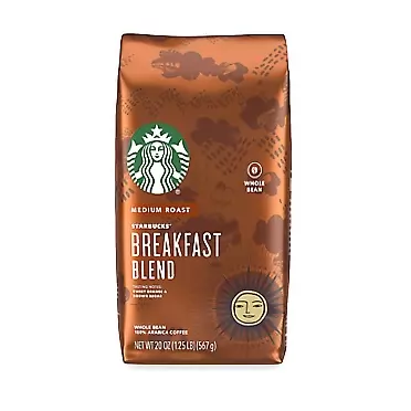 Starbucks Medium Roast Whole Bean Coffee — Breakfast Blend — 1 bag (20 oz.) Breakfast Blend 20oz Bag