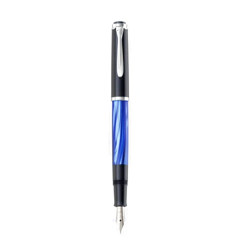 Pelikan Tradition M205 Blue Marble Fountain Pen, Medium Nib, 1 Each (801973)