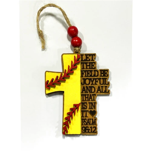 From the Pines Supply Co Religious Softball Christmas Tree Ornament | Psalm 96:12 | Softball Cross | Gift for Softball Player | Christian Softball Ornament