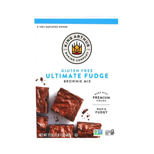 King Arthur Gluten Free Fudge Brownie Mix: Rich, Chocolatey Dessert for Celiac and Non-GMO Diets - Certified Kosher Baking Mix, Easy to Prepare, 17 oz Box for Delicious Homemade Brownies