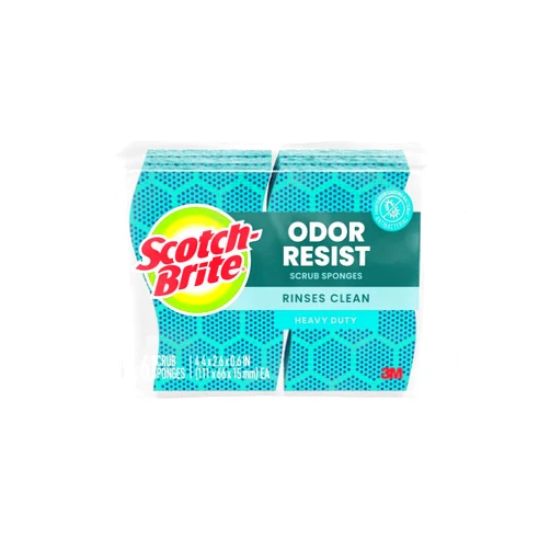 3M Scotch-Brite Scrub Dots Heavy Duty Sponge, Powerful Scrubbing, Rinses Clean, Green, 6 Count